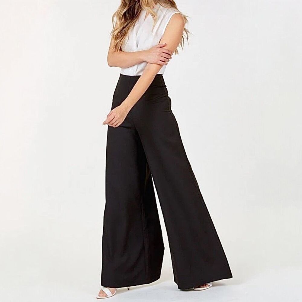 Vintage 70’s Black Palazzo Pants Very Wide/High Ribcage Pants Sz L/XL READ
